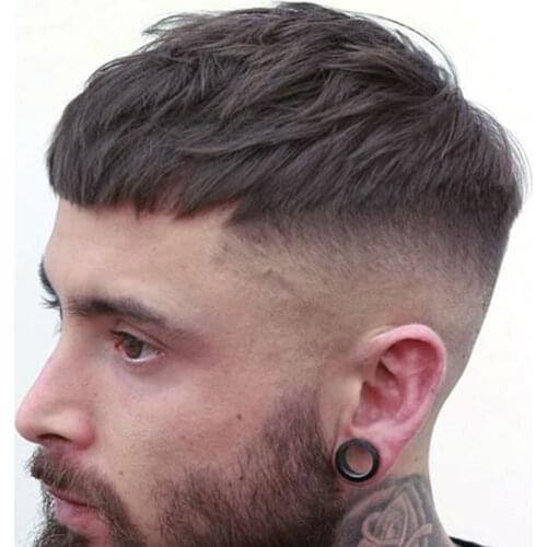 MUMUPI short wigs for mens male natural black wig synthetic natural hair crew cut hair style for young man balding sparse hair