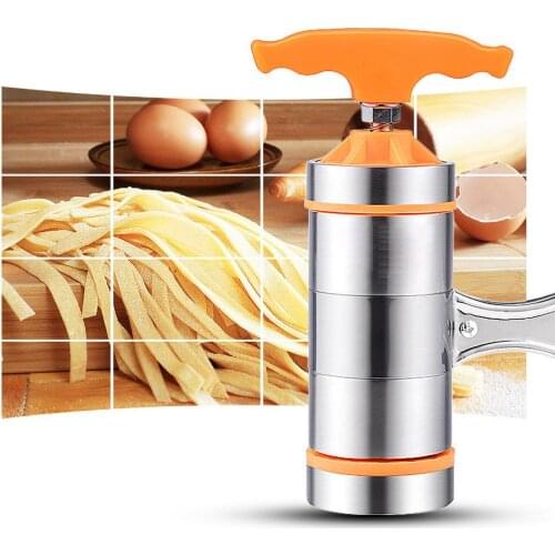Stainless Steel Noodle Maker Manual Pasta Machine with 7 Press Molds for Ravioli Spaghetti Lasagna