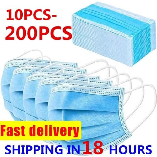 10/50/100/500/1000pcs Adult Disposable Ski Fasemask Mouth Face 3 Layers Meltblown Filter Breathable Disposable 2021 Halloween