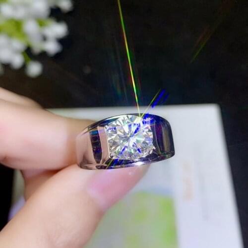 D Color Moissanite Ring for Man 0.5ct To 3ct VVS1 Grade Moissanite Man Ring 925 Silver Moissanite Jewelry