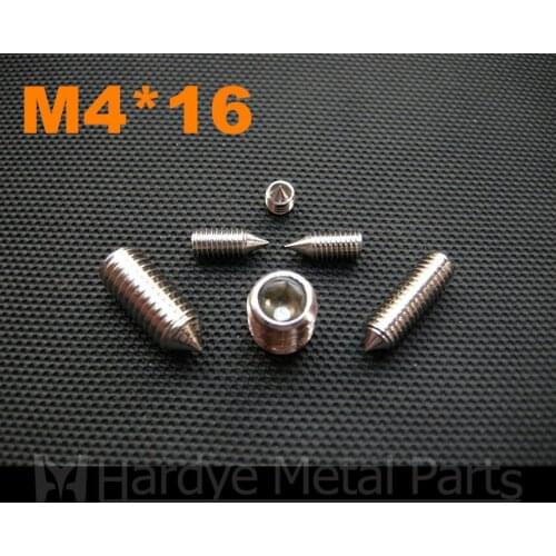 500pcs/lot M4*16 DIN914 Stainless steel hex socket set screw with cone point