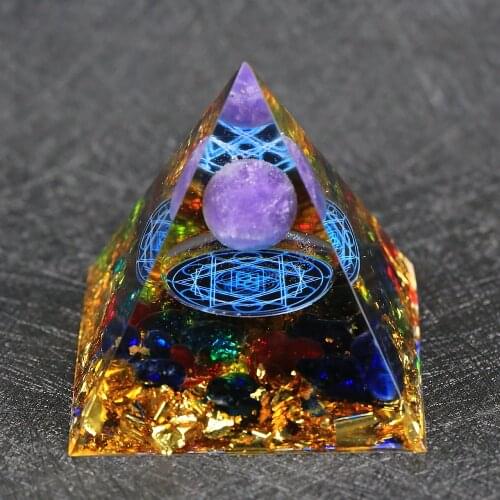 2021 new arrive Orgonite Pyramid Amethyst beads Sphere With Totem Natural Stone Shimmer Spectrolite Stones Reiki Chakra Jewelry