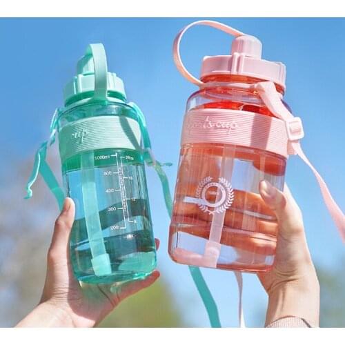 OAPE 0.6L 1L 1.5L 2L Water Bottle With Locking Flip-Flop Lid Outdoor Gym Fitness Sports BPA Free Large Capacity Jug With Straw