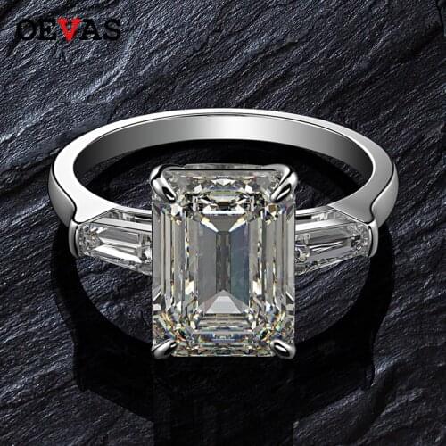 OEVAS Wedding Band 7ct Created Moissanite Diamond Engagement Ring Solid 925 Sterling Silver Fine Jewelry Ladies Anniversary Gift