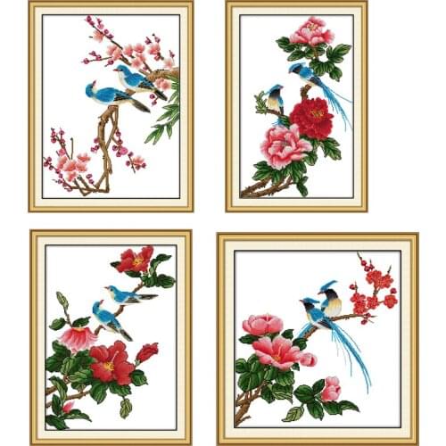 Poetic Bird and Flower Patterns Counted Cross Stitch 11CT 14CT Cross Stitch Sets Chinese Cross-stitch Kits Embroidery Needlework