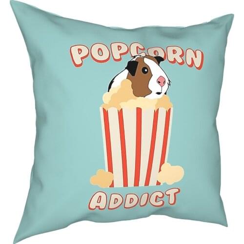 Popcorn Addict Guinea Pig Pillow Case Home Decorative Animal Cushions Throw Pillow for Living Room Double-sided Printing