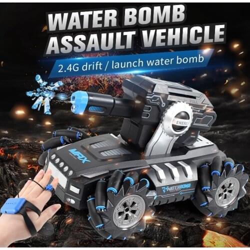 RC Military Tank Remote Control Tank Launch Water Bomb Against Assault Car Watch Induction Drift Car Electronic Hobby Boy Toy