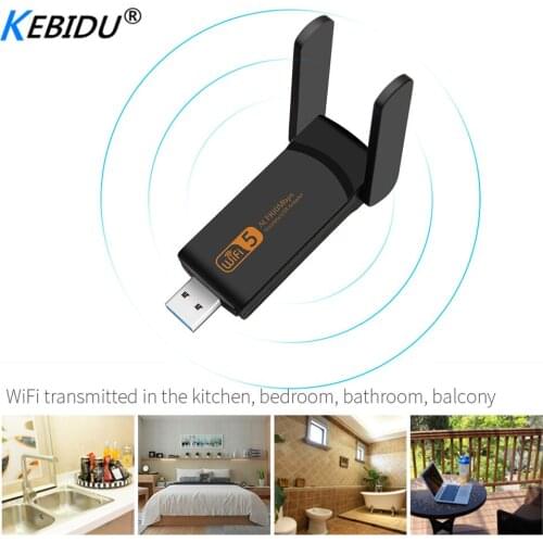 Kebidu USB 3.0 1900Mbps Network USB WiFi Adapter 5Ghz Card Wi-Fi Receiver with With extend cable based 802.11ac Ethernet Adapter