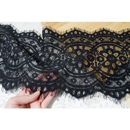 Wide 25CM high-grade cotton bone eyelash lace fabric embroidered bone line fabric DIY clothing accessories