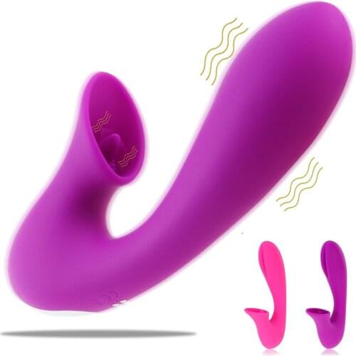 Silicone Sucking Vibrator for Women Powerful G spot Dildo Vibrators Massaging Tongue Licking Wand with 12 Modes Adult Toys sex
