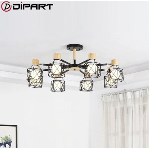 Modern Lustre Wooden Chandelier For Living Room Iron Lampshade LED Chandelier Lighting Lustres Para Sala De Jantar Home Lamp