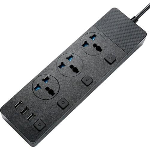 URVNS High Power 3000W UK EU US Plug Power Strip Universal Extension Socket 3 USB Charger With Independent Switch for Home