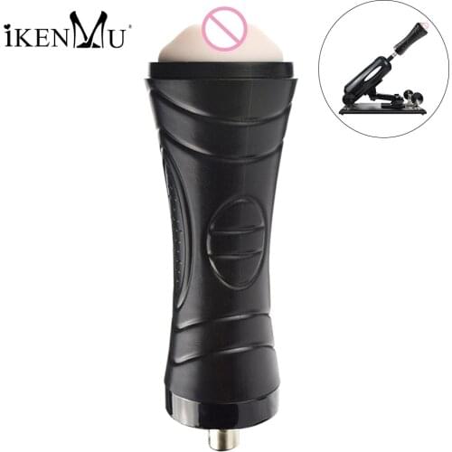 Vaginal Design Masturbation Cup B1 Black Attachments For Machine Sex Male Masturbator With lid 3XLR Port iKenmu Brand