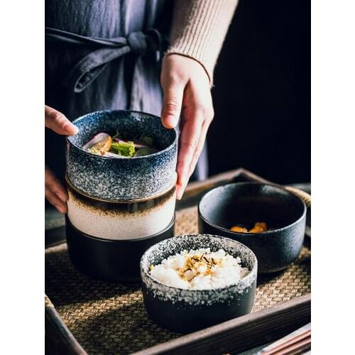 Japanese Utensils Ramen Rice Bowl Kitchen Offering Cereal Stone Bowl Salad Ceramic Dessert Soup Washing Fruit Solid Color Bowls