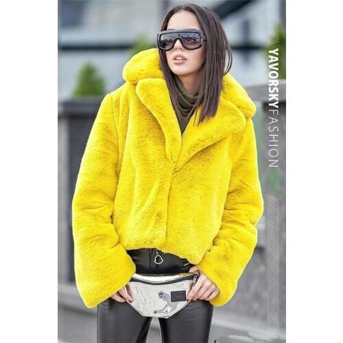 FURSARCAR 2021 New Winter Womens Jacket Natural Rex Rabbit Fur Coat For Feamle With Collar Fashion Thick Warm Rabbit Fur Coats