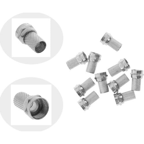 10Pcs 75-5 F Plug Connector Screw On Type For RG6 Satellite TV Antenna Coax Cable Twist-on