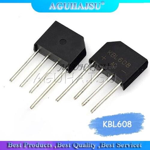 10PCS KBL608 KBL ZIP 608 bridge pile 6A 800V flat bridge rectifier New original