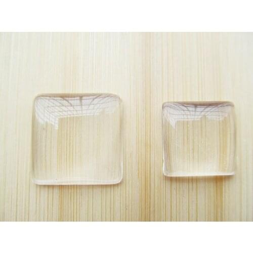 100pcs 15mm Square Clear/Transparent Glass Cabochons/Cover Cabs,Pendants Domed for Photos,Cabochons,For Base Setting Tray Bezel