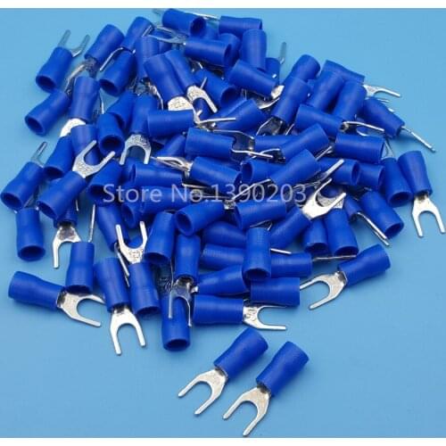 1000Pcs Blue SV2-4 Furcate Pre-Insulating Fork Spade 16~14AWG Wire Crimp Terminals Connector