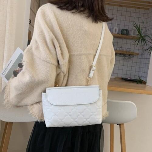 2020 New Brand Ladies Wide PU Leather Pure Solid Wild Messenger Bag Women Fashion Small Square Bag Soft Crossbody Bag