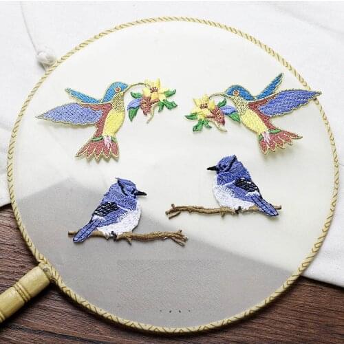 4pc/set small birds ironing embroidery patches iron on embroidered parches appliques for clothing parches para la ropa
