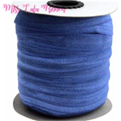 5/8"16mm solid smoke blue color matt fold over elastic ribbon foe ties handmade headband gift wrap wedding decoration 50 yards