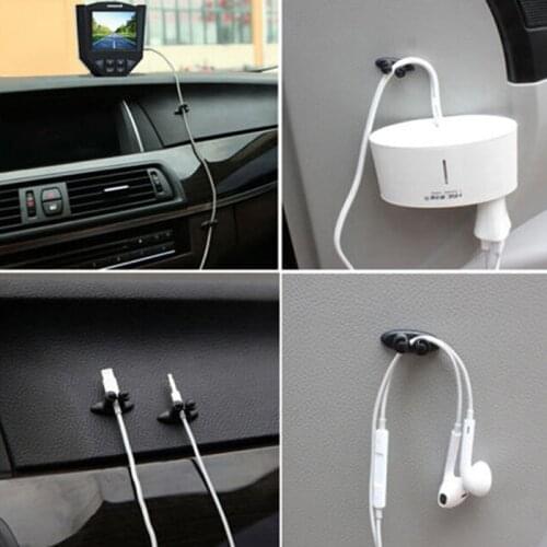 8Pcs/set Adhesive Car Charger Cable Holder Car Interior USB Cable Clip Earphone Cable Organizer Wire Storage Holder Clip