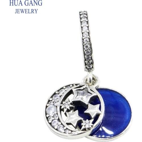 925 Sterling Silver Charm Beads stars & moon Charm Beads fits for Pandora Charm Bracelet DIY Style Jewelry Making