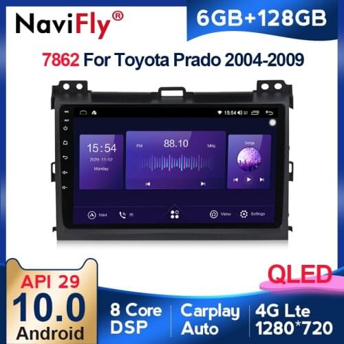 2din DSP 8core 6+128G QLED 4GLTE Android Car Multimedia GPS Navigation Radio Player For Toyota Land Cruiser Prado 120 2004 -2009