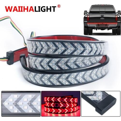 Car LED Pickup Arrow Red LED Flowing Yellow Turn Signal Lamp Scanning Brake LED Light Bar 120cm Reverse Tail Light Strip