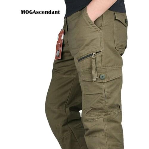Mens Straight Cargo Pants Spring Autumn Casual Cotton Long Trousers Male Streetwear Army Slacks Joggers Military Tactical Pants