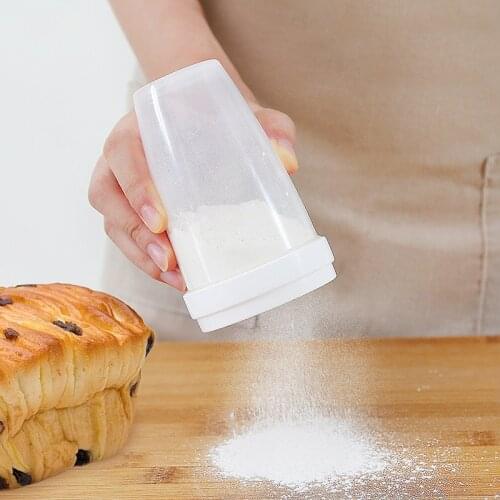 Household Plastic Powder Coffee Sifter Shaker Kitchen Sugar Flour Mesh Cocoa Chocolate Shaker With Cover Cake Decor Baking Tools