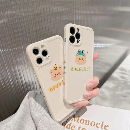 Phone Case For iPhone 11pro max 12mini pro max 7p/8plus X/Xs max XR Back Cover Phone shell Painted Soft Glue cartoon couple Cute