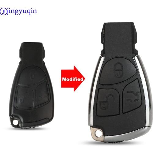 Jingyuqin New Style Silver Side Modified 3 Button Remote Key Shell Case Fob Cover For Benz CLS C E S + battery Holder