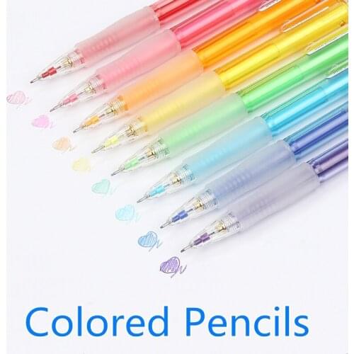 Erasable color automatic pencil pupils coloring and filling hand-painted note pencil 0.7mm cute school supplies
