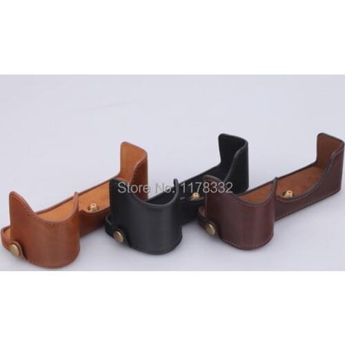 Leather Camera Case Bag Leather Half Case Grip Shoulder Strap for Sony Alpha A7IIA7M2 A7 Mark II Camera