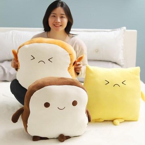 Creative Simulation Sliced Bread Plush Pillow Soft Stuffed Cheese Doll Long Toast Cushion Nap Sleeping Pillow Fast Food Pasta
