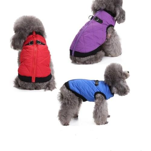 Zipper Jacket Winter Dog Coat Cotton Dog Clothes For Small Dog Leash Buckle Dog Vest Casual Jacket Puppy Outfit Chihuahua 11F40H