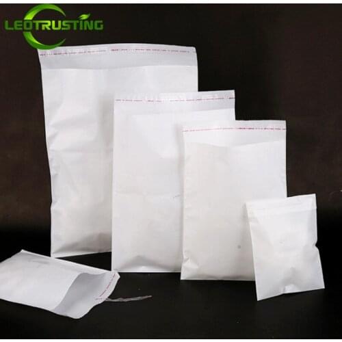Leotrusting PE Milky White Plastic Adhesive Bag PE Ivory Clothing Packaging Bag Eco-friendly Frosted Plastic Skirt T-shirt Bag