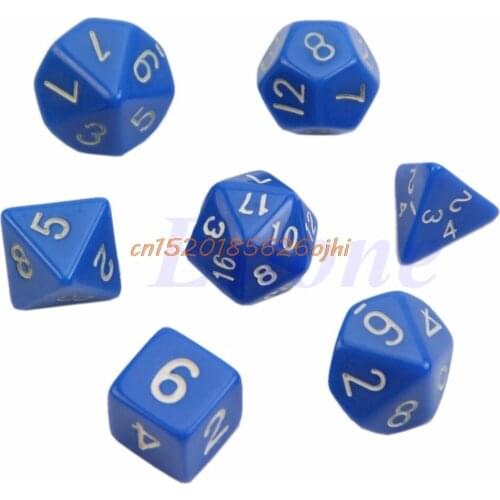 Hot Set of 7 Sided Die D4 D6 D8 D10 D12 D20 Acrylic Dice Desktop Game Accessories