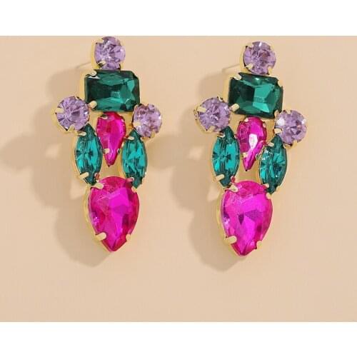 Dvacaman Fashion Colorful Rhinestone Irregular Earrings for Women High Quality Shiny Crystal Drop Dangle Earrings Jewelry Bridal