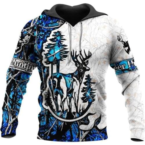 New autumn and winter fashion sweatshirt hunting deer 3D printing hoodie men and women street casual zipper hoodie