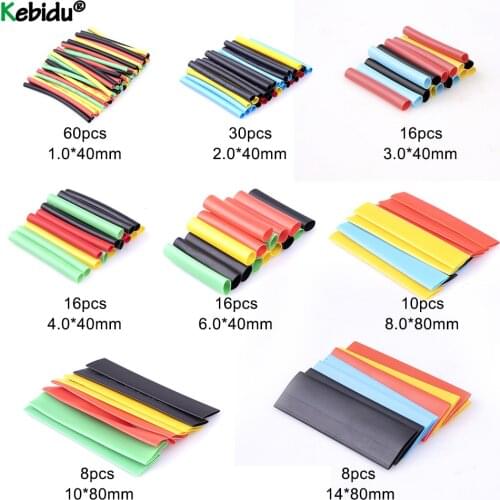 164pcs Heat Shrink Tube Kit Shrinking Assorted Polyolefin Insulation Sleeving Heat Shrink Tubing Wire Cable 8 Sizes 2:1 s