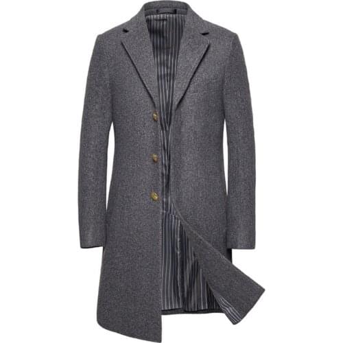 New Luxury Wool Coat Men Autumn Winter Single Breasted Long Trench Coat British Style Woolen Jacket Male Brand Clothing 5XL