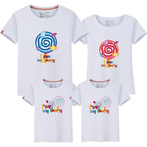 New family tshirts summer tops family look mom dad baby matching clothes mommy and me t shirts short sleeve boys girls shirts