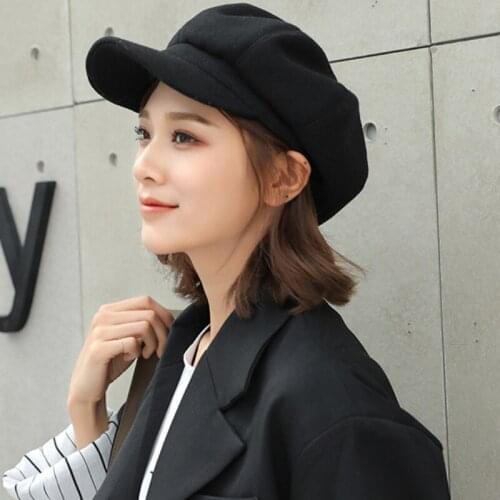 Auutmn Winter Hats for Women Solid Plain Octagonal Newsboy Cap Men Ladies Casual Wool Hat Winter Beret Women Painte High Quality