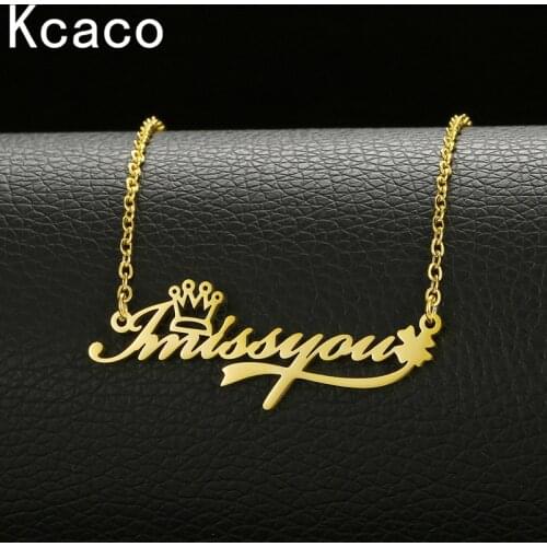 Custom Name Necklace Personalized for Women Stainless Steel Chains Pendants Necklaces Letter Choker with Crown Girl Party Gift