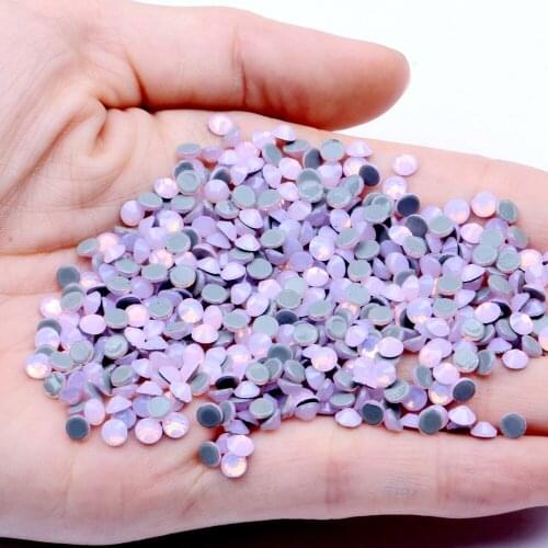 Pink OPAL Color Hotfix Strass Rhinestones Flatback Glue Backing Iron On Glass Stones Appliques For Fabric Garments Supplies