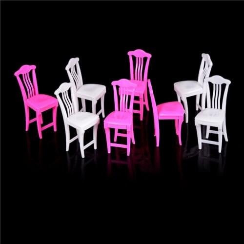 4pcs Pink Nursery Baby High Chair Table Chair For Dolls House Furniture Play House Toys Dollhouse Chair Toy