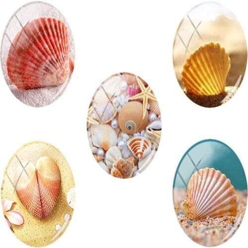 TAFREE New Fashion Shell texture pattern 18x25 mm Handmade Oval Glass Cabochon DIY embellishment for crafts jewelry making TX59